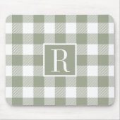 Moderne Saliegroene Buffalo Check Monogram Initiaa Muismat (Voorkant)
