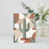 Moderne saliegroene cactus terracotta woestijn briefkaart (Staand voorkant)