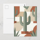 Moderne saliegroene cactus terracotta woestijn briefkaart (Voorkant / Achterkant)