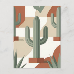 Moderne saliegroene cactus terracotta woestijn briefkaart