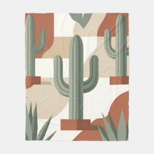Moderne saliegroene cactus terracotta woestijn fleece deken