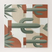 Moderne saliegroene cactus terracotta woestijn legpuzzel (Horizontaal)