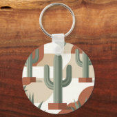 Moderne saliegroene cactus terracotta woestijn sleutelhanger (Voorkant)