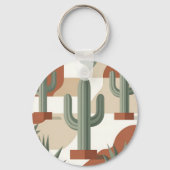 Moderne saliegroene cactus terracotta woestijn sleutelhanger (Achterkant)