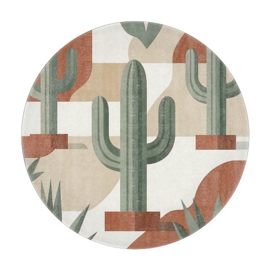 Moderne Saliegroene Cactus Terracotta Woestijn Snijplank (Voorkant)