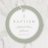 Moderne saliegroene dankjewel doop bedankjes labels (Voorkant)