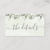Moderne saliegroene details envelopkaart informatiekaartje (Voorkant)