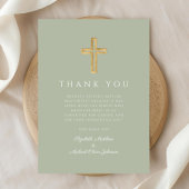 Moderne Saliegroene Doopkruis Bedankkaart