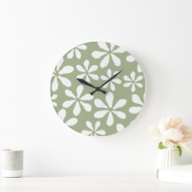 Moderne saliegroene eenvoudige bloempatroon wandkl