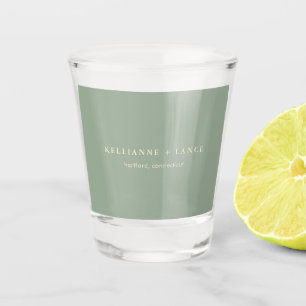 Moderne Saliegroene Eenvoudige Bruiloft Shot Glas