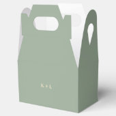 Moderne saliegroene eenvoudige monogram bruiloft bedankdoosjes (Geopend)