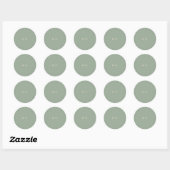 Moderne saliegroene eenvoudige monogram bruiloft ronde sticker (Vel)