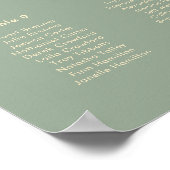 Moderne Saliegroene Eenvoudige Trouwstoelindeling Poster (Hoek)