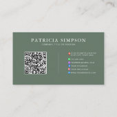 Moderne Saliegroene en Beige Crème QR-code sjabloo Visitekaartje (Achterkant)