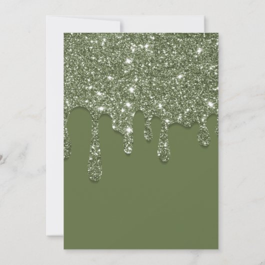 Moderne Saliegroene Eucalyptus Glitter Bruiloft Save The Date (Achterkant)