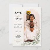 Moderne Saliegroene Foto Save the Date (Voorkant)