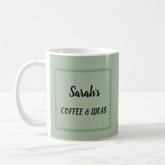 Moderne saliegroene gepersonaliseerde koffiemok (Links)