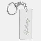 Moderne saliegroene gepersonaliseerde monogram en  sleutelhanger (Voorkant Links)