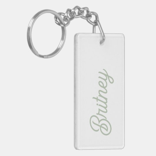 Moderne saliegroene gepersonaliseerde monogram en sleutelhanger (Voorkant Links)