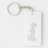 Moderne saliegroene gepersonaliseerde monogram en  sleutelhanger (Voorkant)