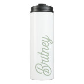 Moderne saliegroene gepersonaliseerde monogram en  thermosbeker (Voorkant)