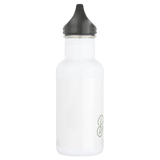 Moderne saliegroene gepersonaliseerde monogram en  waterfles  (Links)