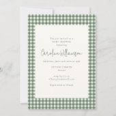 Moderne saliegroene geruite babyshower kaart (Voorkant)