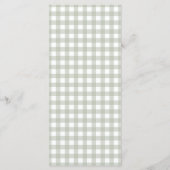 Moderne saliegroene geruite jongensdoop menu (Achterkant)