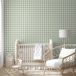 Moderne saliegroene geruite ruiten behang