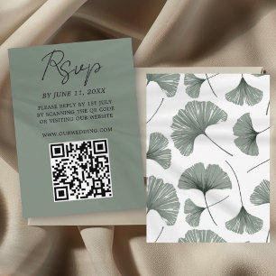 Moderne Saliegroene Ginkgo-blad Huwelijks RSVP-kaa RSVP Kaartje
