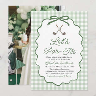 Moderne Saliegroene Golf 'Let's Par-Tee' Bruidsdou Kaart