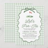 Moderne Saliegroene Golf 'Let's Par-Tee' Bruidsdou Kaart (Voorkant / Achterkant)