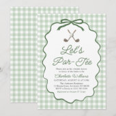 Moderne Saliegroene Golf 'Let's Par-Tee' Bruidsdou Kaart (Voorkant / Achterkant)