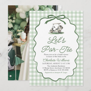 Moderne Saliegroene Golf 'Let's Par-Tee' Bruidsdou Kaart