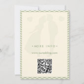 Moderne Saliegroene Golfstreep QR-code Trouwkaart Kaart (Achterkant)