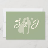Moderne saliegroene golvende streep bruiloft save the date (Achterkant)