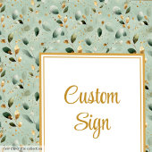 Moderne saliegroene gouden blad bruiloft aangepast poster
