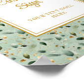 Moderne saliegroene gouden blad bruiloft aangepast poster (Hoek)