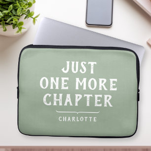 Moderne saliegroene grappige boekliefhebber spreuk laptop sleeve