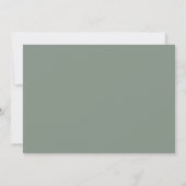 Moderne saliegroene huwelijksaankondiging save the date (Achterkant)