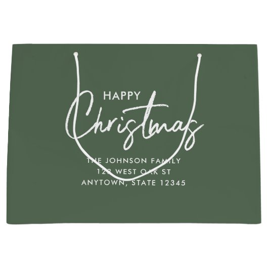 Moderne saliegroene Kerstmis Groot Cadeauzakje (Voorkant)