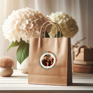 Moderne Saliegroene Kerstster Botanische Kerstmis Ronde Sticker