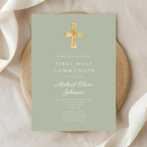 Moderne saliegroene kruis religieuze eerste commun