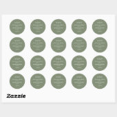 Moderne saliegroene minimalistische bruiloft ronde sticker (Vel)
