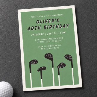 Moderne Saliegroene Minimalistische Heren Golf 40e Kaart