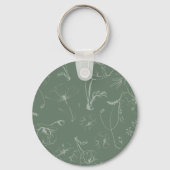 Moderne saliegroene minimalistische monogram huwel sleutelhanger (Achterkant)