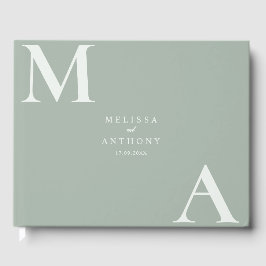 Moderne Saliegroene Minimalistische Trouw Gastenboek