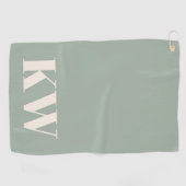Moderne saliegroene monogram beginletters geperson golfhanddoek (Horizontaal)