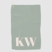 Moderne saliegroene monogram beginletters geperson golfhanddoek (Voorkant)