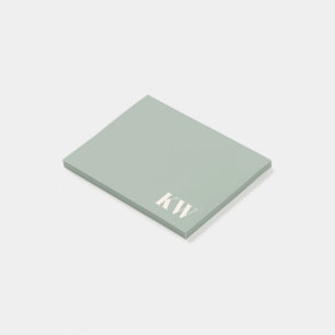 Moderne Saliegroene Monogram Beginletters Geperson Post-it® Notes